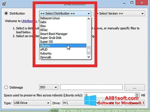 Screenshot UNetbootin for Windows 8.1