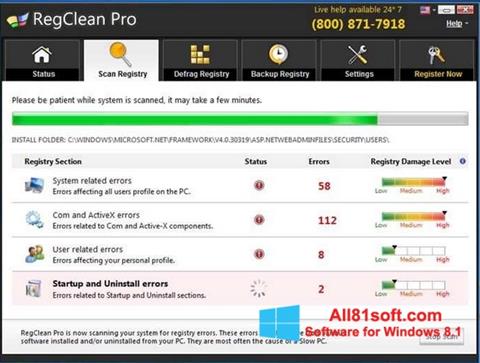 Screenshot RegClean Pro for Windows 8.1