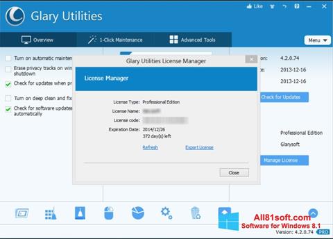 Screenshot Glary Utilities for Windows 8.1