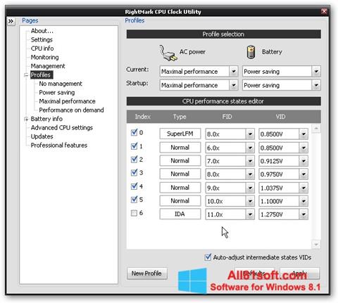 Screenshot RMClock for Windows 8.1