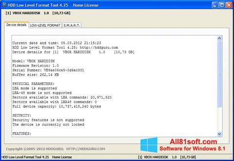 Screenshot HDD Low Level Format Tool for Windows 8.1