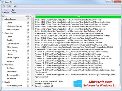Screenshot BleachBit for Windows 8.1