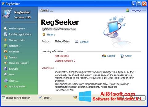 Screenshot RegSeeker for Windows 8.1