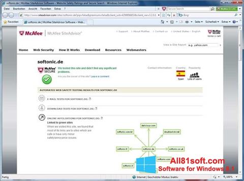 Screenshot McAfee SiteAdvisor for Windows 8.1