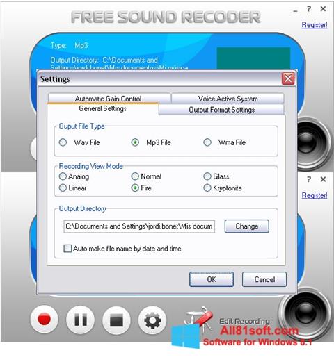 Screenshot Free Sound Recorder for Windows 8.1