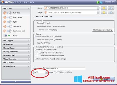 Screenshot DVDFab for Windows 8.1