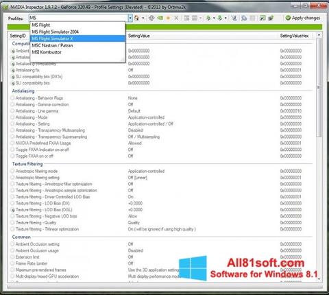 Screenshot NVIDIA Inspector for Windows 8.1