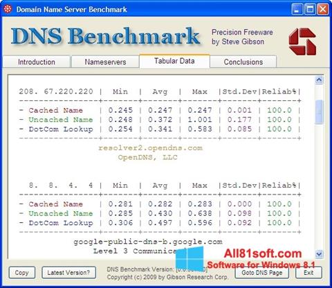 Screenshot DNS Benchmark for Windows 8.1