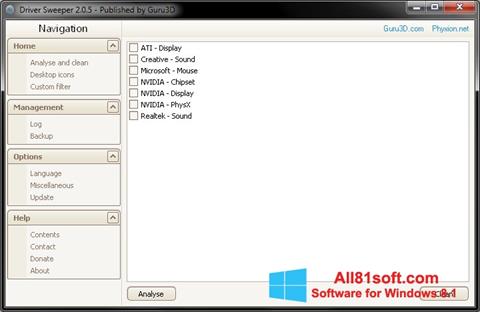 Screenshot Driver Sweeper for Windows 8.1