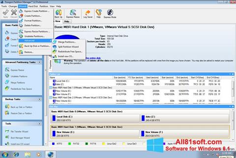 Screenshot Paragon Partition Manager for Windows 8.1