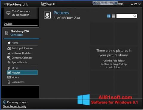 Screenshot BlackBerry Link for Windows 8.1