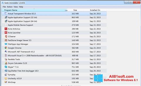 Screenshot Geek Uninstaller for Windows 8.1