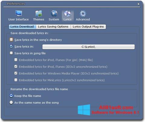 Screenshot Minilyrics for Windows 8.1