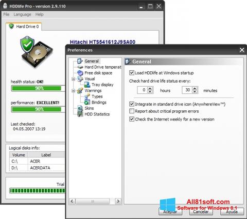Screenshot HDDlife for Windows 8.1
