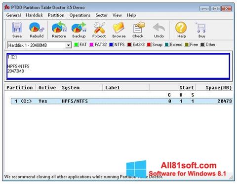 Screenshot Partition Table Doctor for Windows 8.1