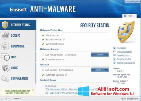 Screenshot Emsisoft Anti-Malware for Windows 8.1