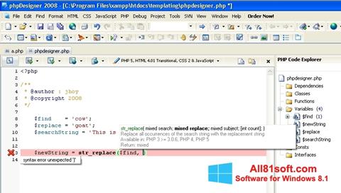 Screenshot phpDesigner for Windows 8.1