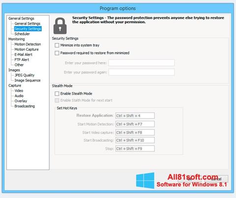 Screenshot Webcam Surveyor for Windows 8.1