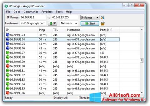 Screenshot Angry IP Scanner for Windows 8.1