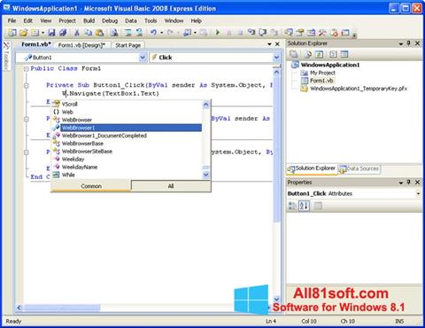 Screenshot Microsoft Visual Basic for Windows 8.1