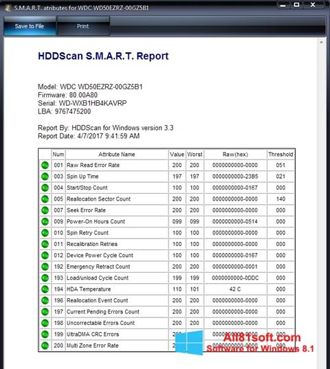 Screenshot HDDScan for Windows 8.1