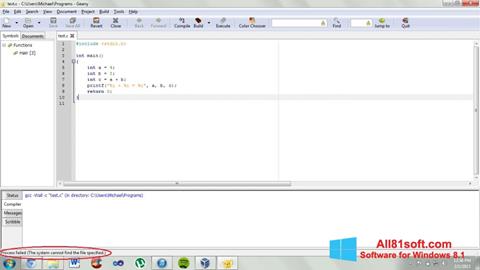 Screenshot Geany for Windows 8.1