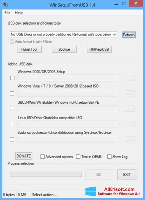 Screenshot WinSetupFromUSB for Windows 8.1