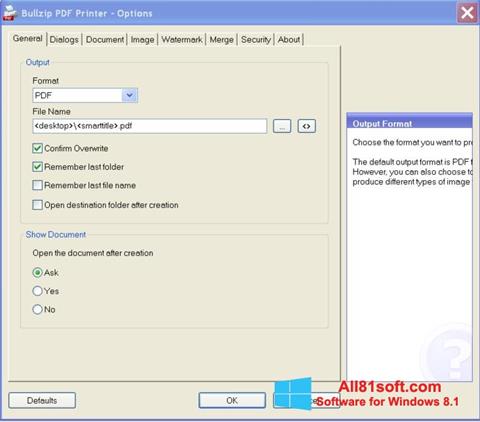 Screenshot BullZip PDF Printer for Windows 8.1