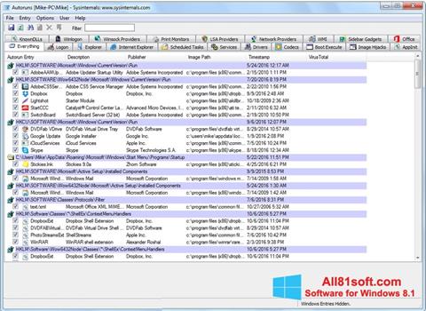 Screenshot AutoRuns for Windows 8.1