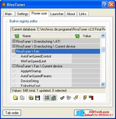 Screenshot RivaTuner for Windows 8.1