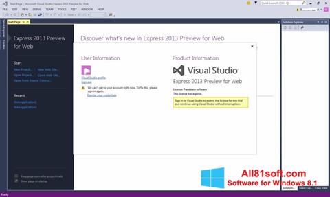 Screenshot Microsoft Visual Studio Express for Windows 8.1
