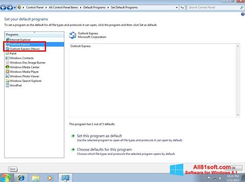 Screenshot Outlook Express for Windows 8.1