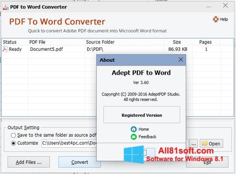 Screenshot PDF to Word Converter for Windows 8.1