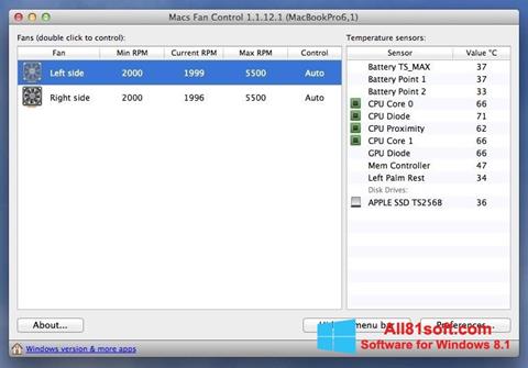 Screenshot Macs Fan Control for Windows 8.1
