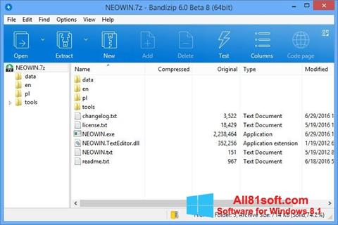 Screenshot Bandizip for Windows 8.1