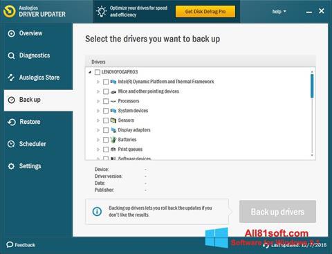 Screenshot Auslogics Driver Updater for Windows 8.1