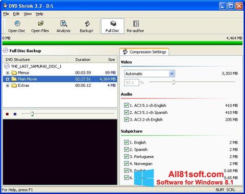 Screenshot DVD Shrink for Windows 8.1