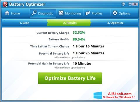 Screenshot Battery Optimizer for Windows 8.1