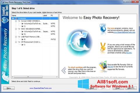 Screenshot Easy Photo Recovery for Windows 8.1