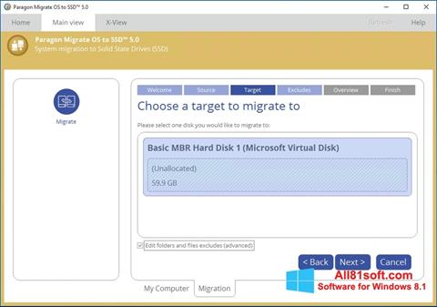 Screenshot Paragon Migrate OS to SSD for Windows 8.1