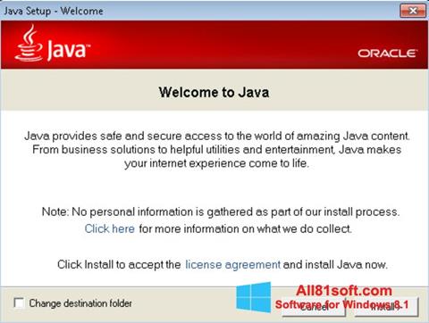 Screenshot Java Runtime Environment for Windows 8.1