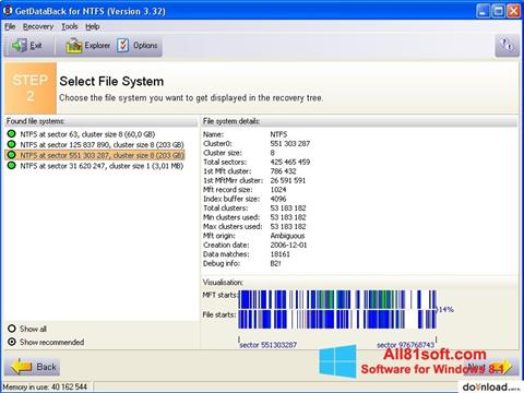 Screenshot GetDataBack for Windows 8.1