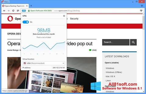 Screenshot Opera for Windows 8.1