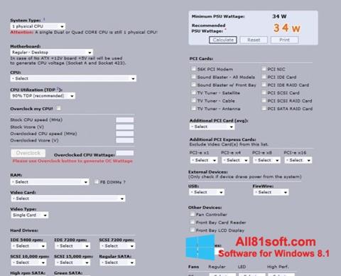 Screenshot Power Supply Calculator for Windows 8.1