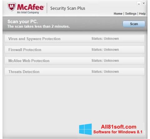 Screenshot McAfee Security Scan Plus for Windows 8.1