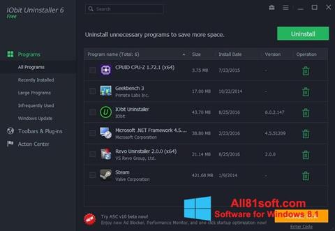 Screenshot IObit Uninstaller for Windows 8.1