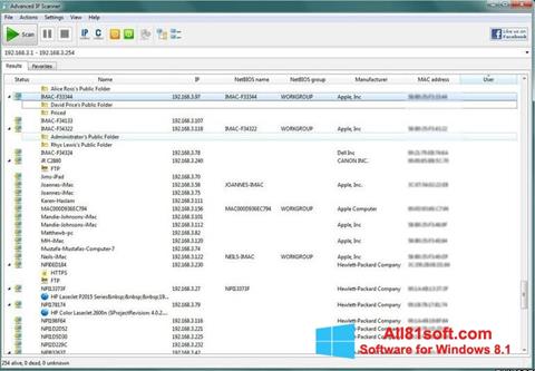Screenshot Advanced IP Scanner for Windows 8.1